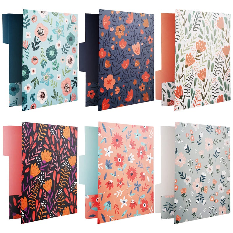 MATICAN Decorative File Folders, 12-Pack Floral File Folders, Letter Size, 6 Designs - Image 1